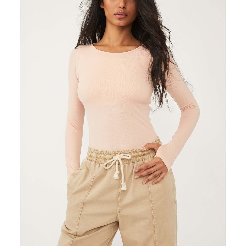 NWT Free People Take A Shelfie Seamless Bodysuit / Blush